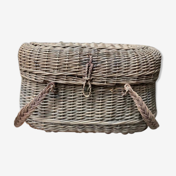 Bressan basket in old wicker, with handles and closure