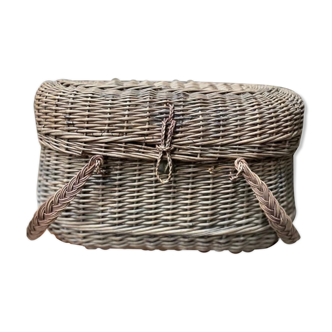 Bressan basket in old wicker, with handles and closure