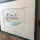 Watercolor painting nadine martinique st anne + wood frame #a224
