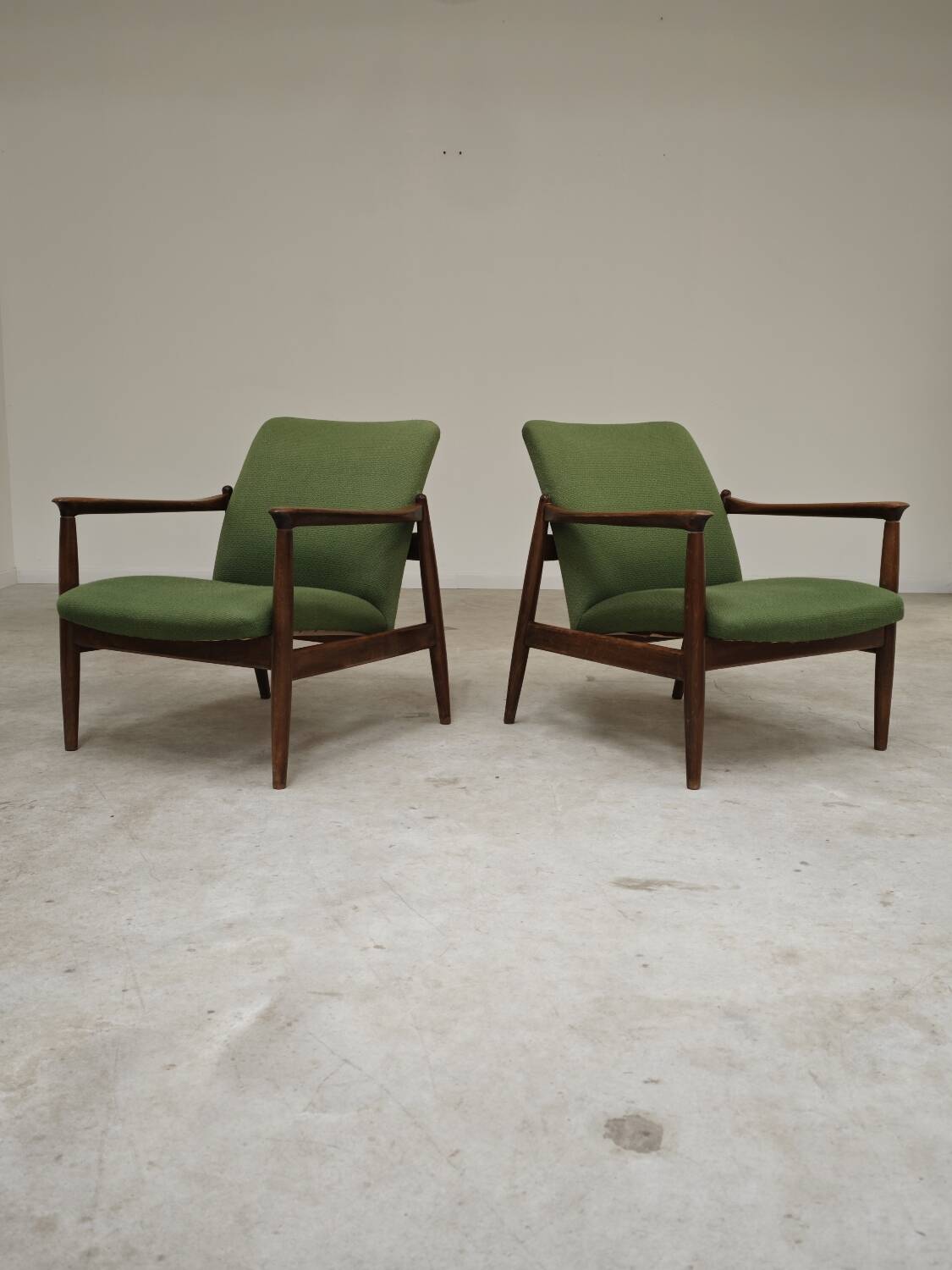 Pair of green GMF 64 armchairs by
Edmund Homa, Poland, 1960s
