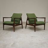 Pair of green GMF 64 armchairs by
Edmund Homa, Poland, 1960s