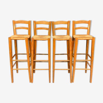 Suite de 4 tabourets haut en chêne tabouret de bar design 1960