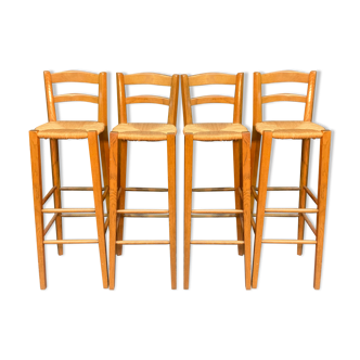 Suite de 4 tabourets haut en chêne tabouret de bar design 1960