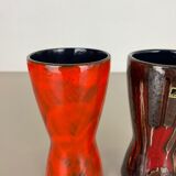 Set of three Vintage Pottery Fat Lava Vases Made by Scheurich, Germany, 1970s