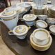 UM Limoges table service, Art Deco gold thread porcelain 80 pieces