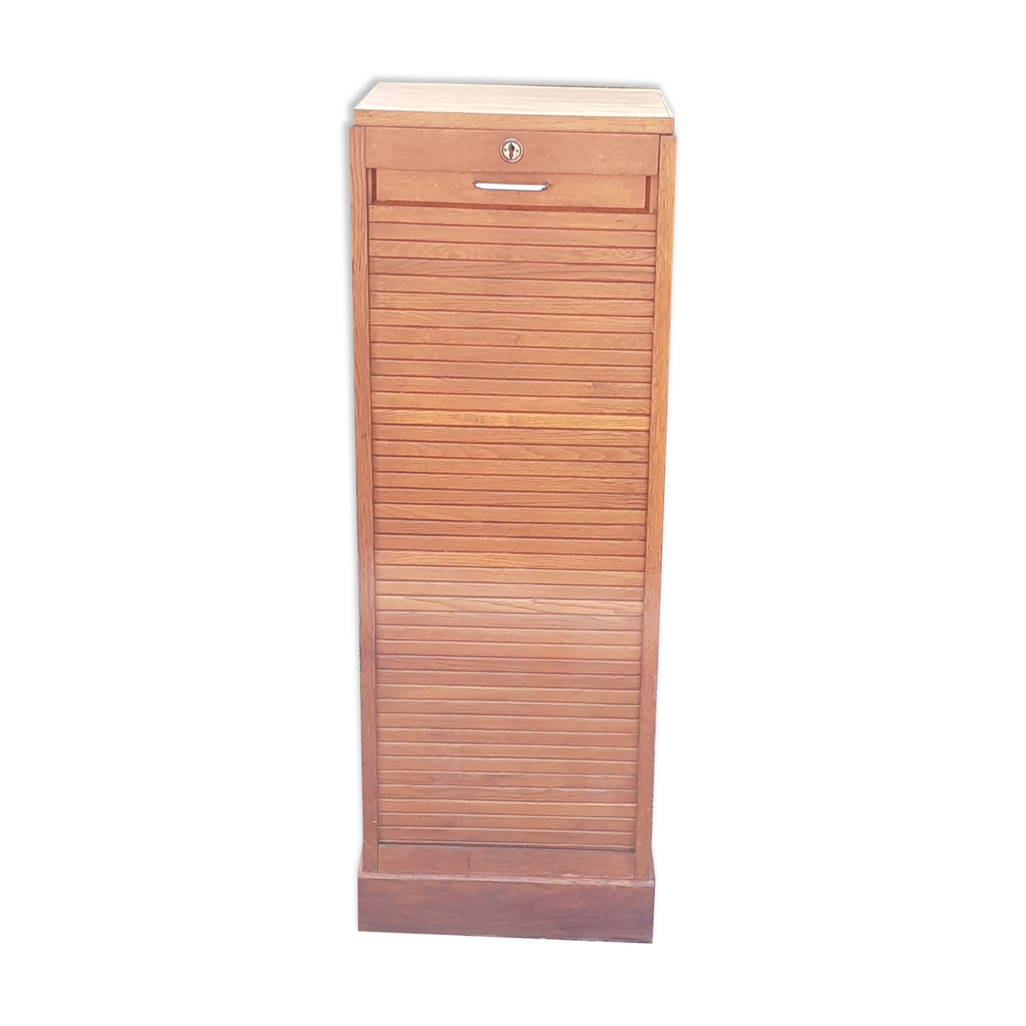 Storage cabinet locker with old wooden curtain