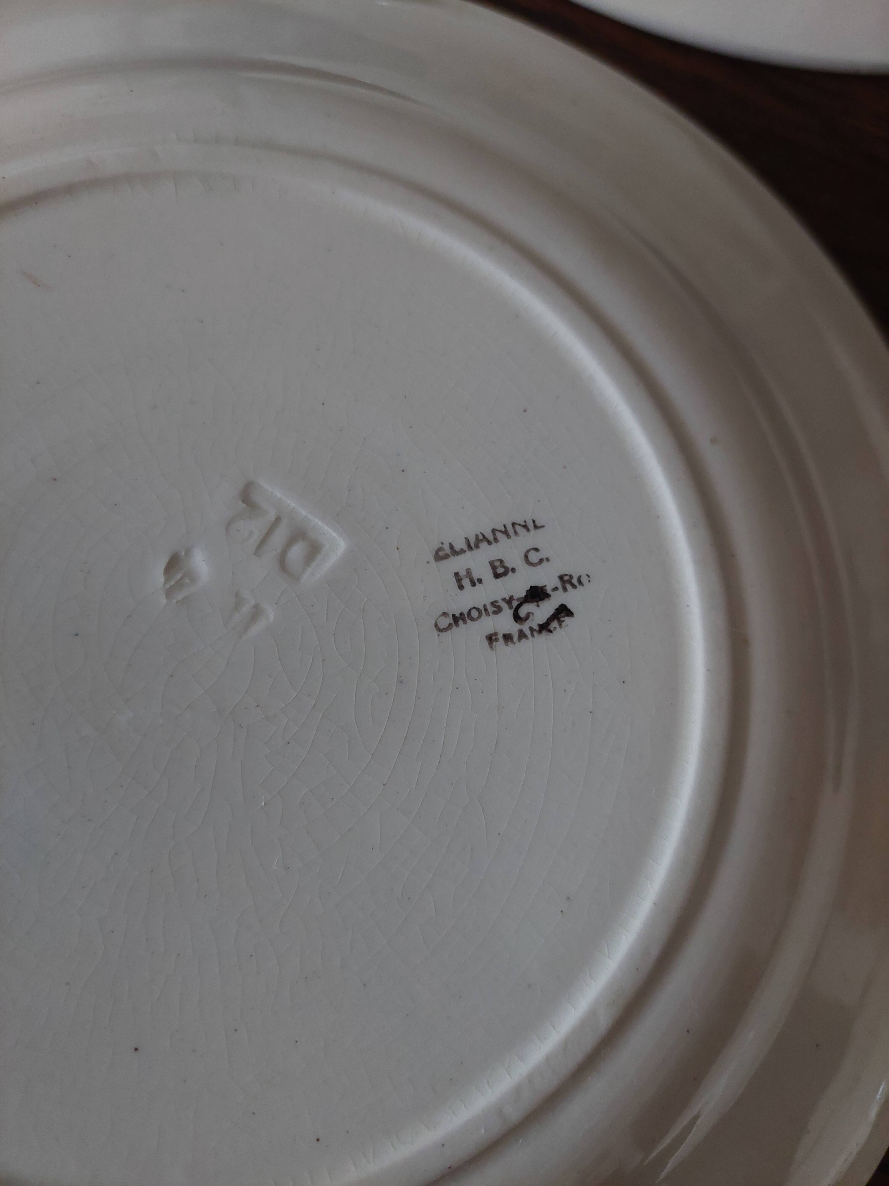 Flat plates set of six HBC Choisy le Roi Elianne decor