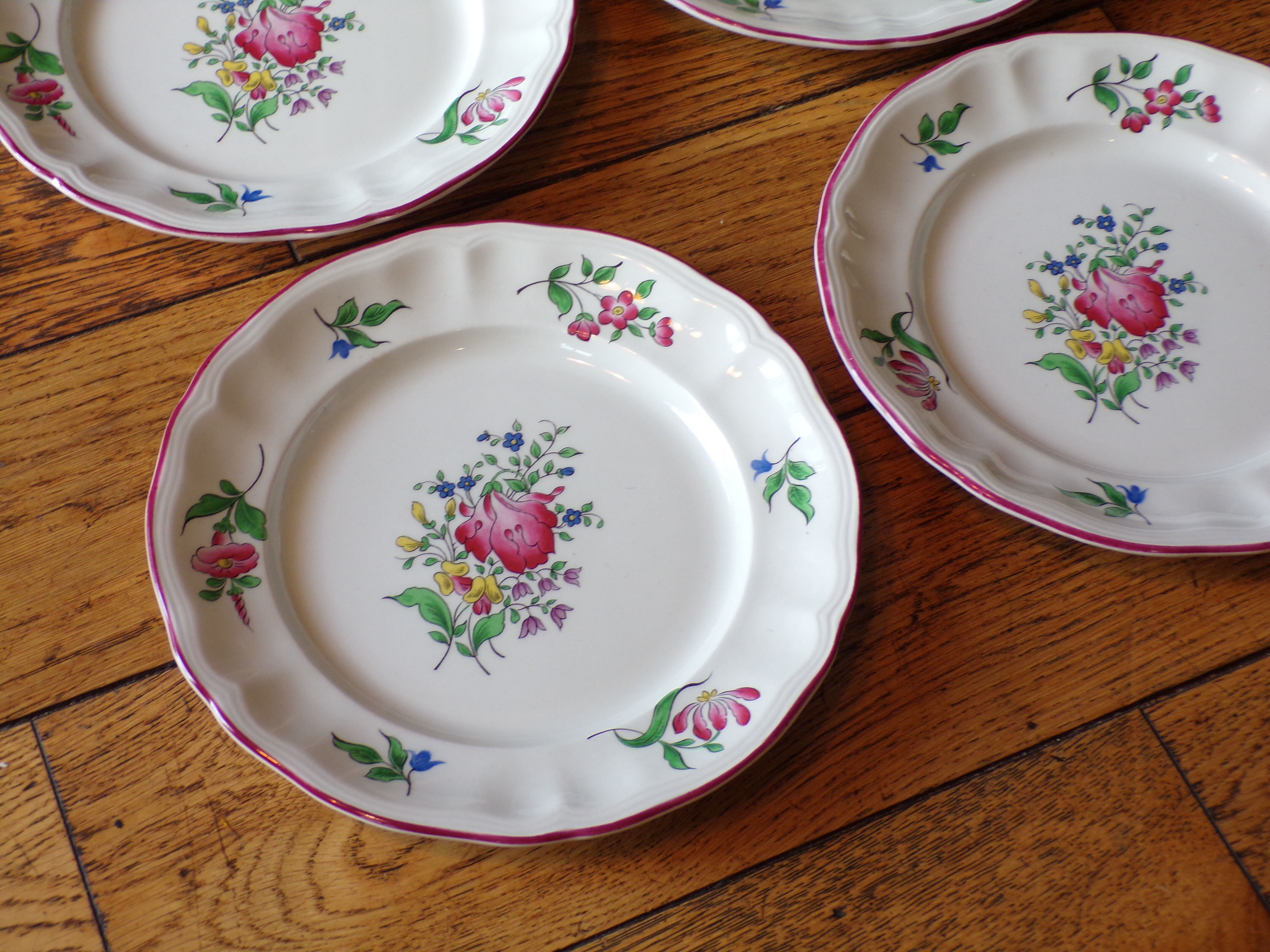 4 dessert plates Lunéville Kg street lamp