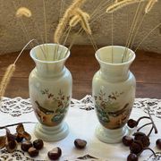 Pair of 19th century opaline glass vases signed