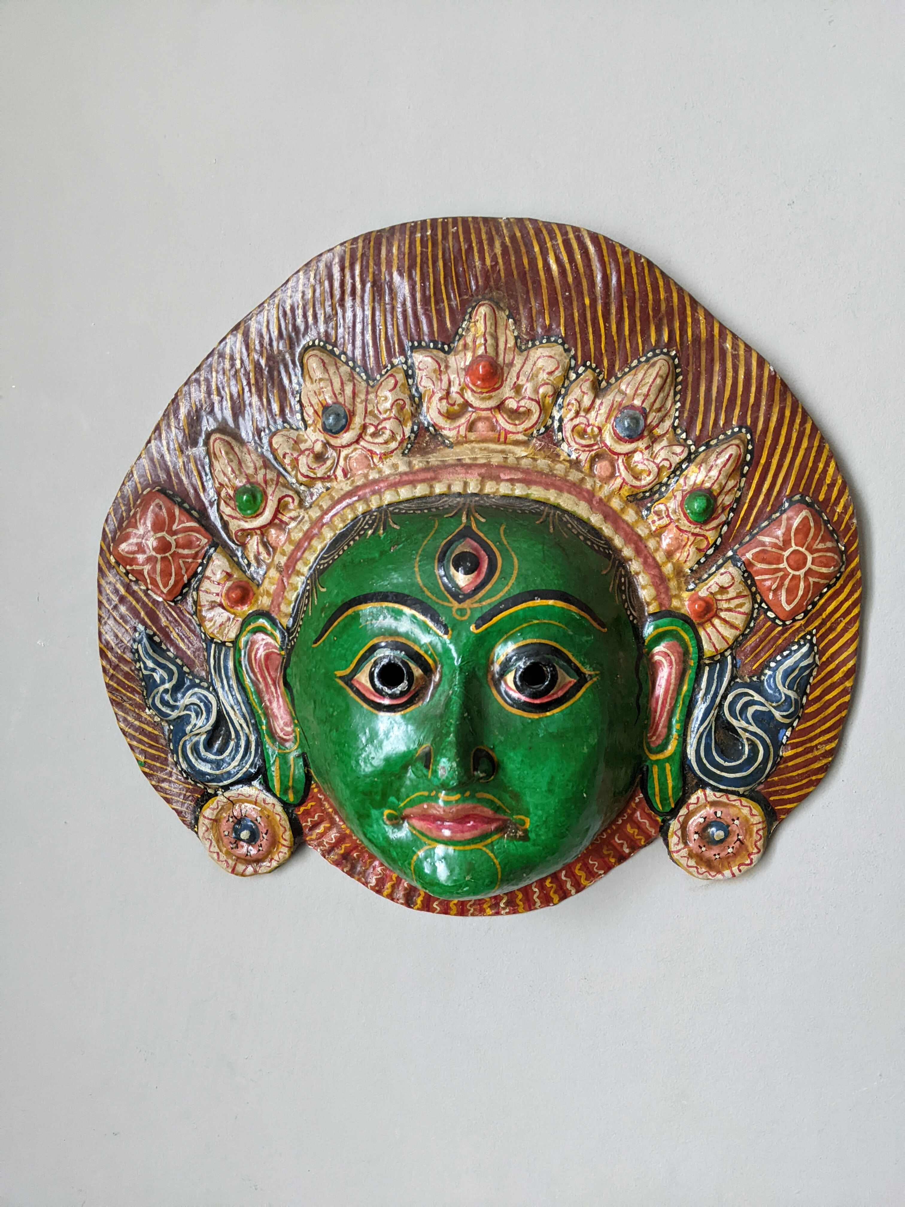 Tibetan wall mask handcrafted ethnic tribal decoration