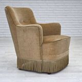 1970s, Danish armchair, light green furniture velour.