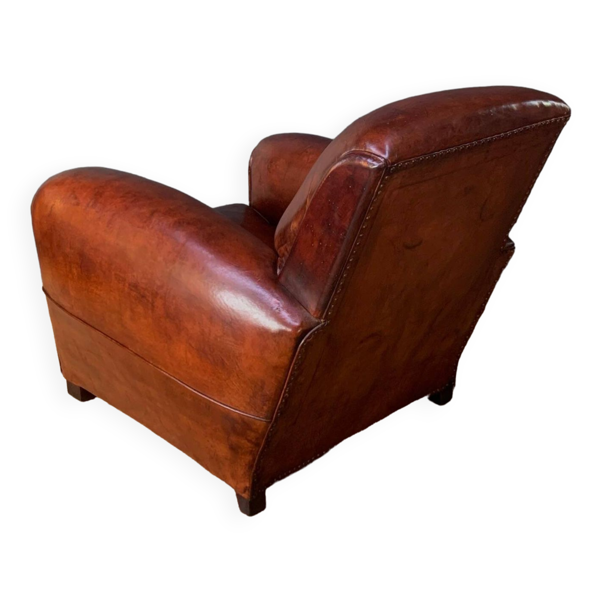 French, leather club chair, cuban lounge model circa 1940's