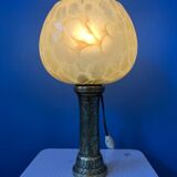 Antique art deco glass lamp with bronze base