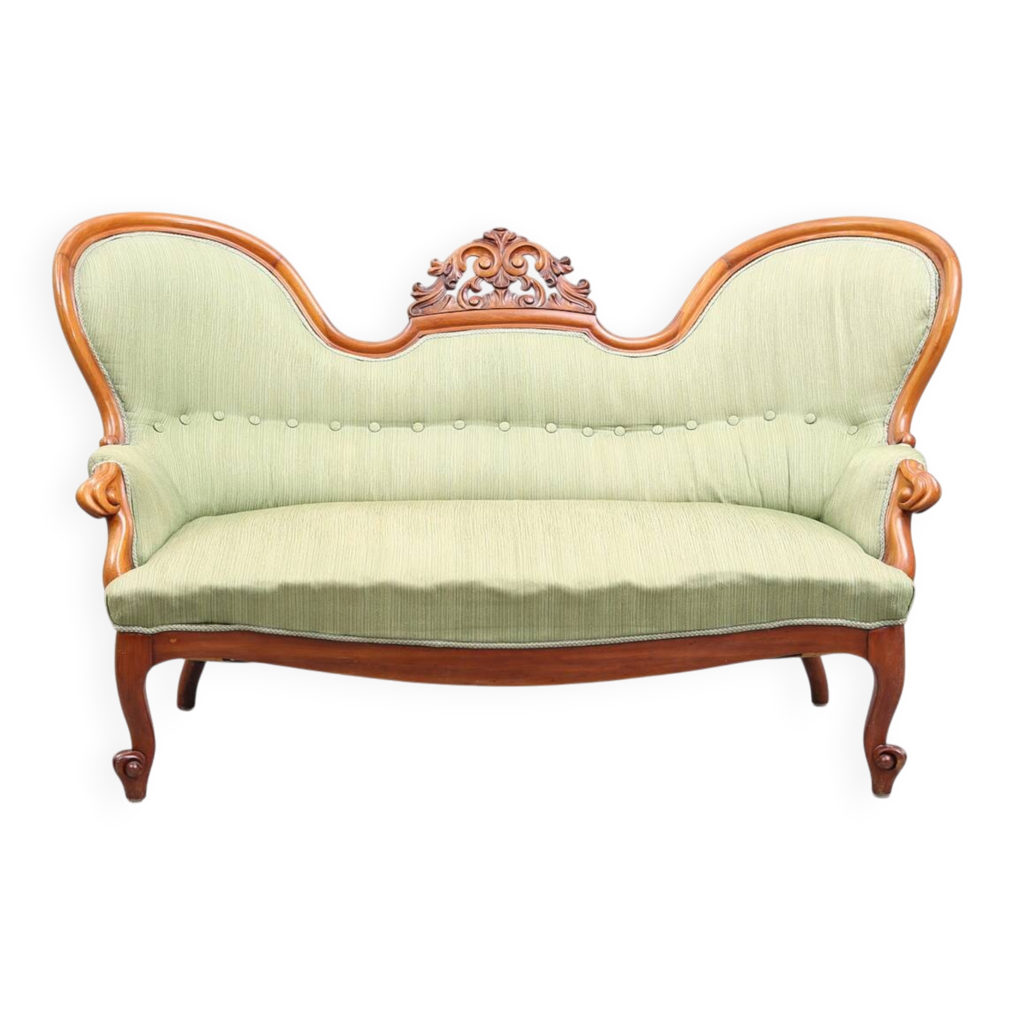 Neo-Rococo Sofa — 18th/20th Century Style — Carved Wooden Details — W 164 c