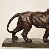 Big German Art Deco Lion Sculpture in Ceramic, Terracotta Copper, 1930