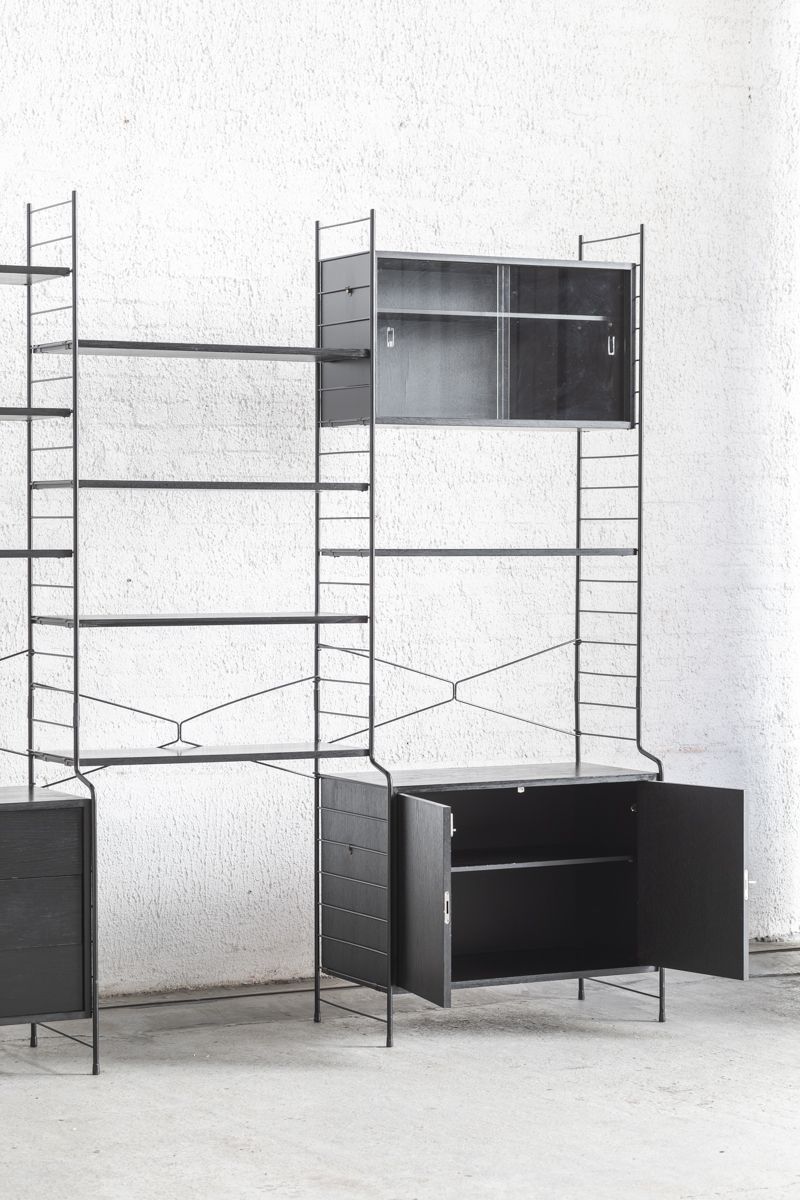 3-Bay shelving system in black by WHB, Germany, 1960’s