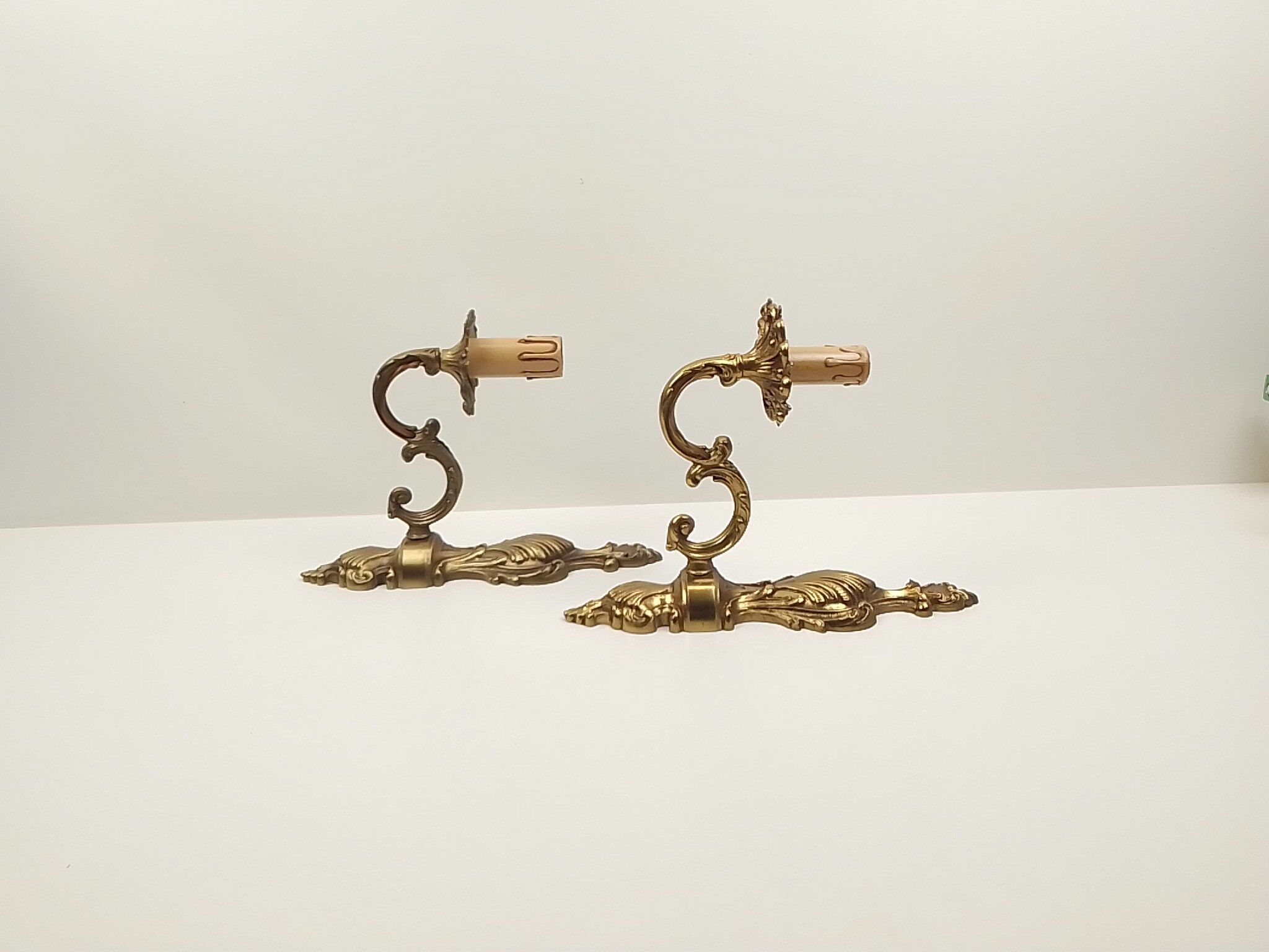 Pair of brass sconces 1 branch 29 cm