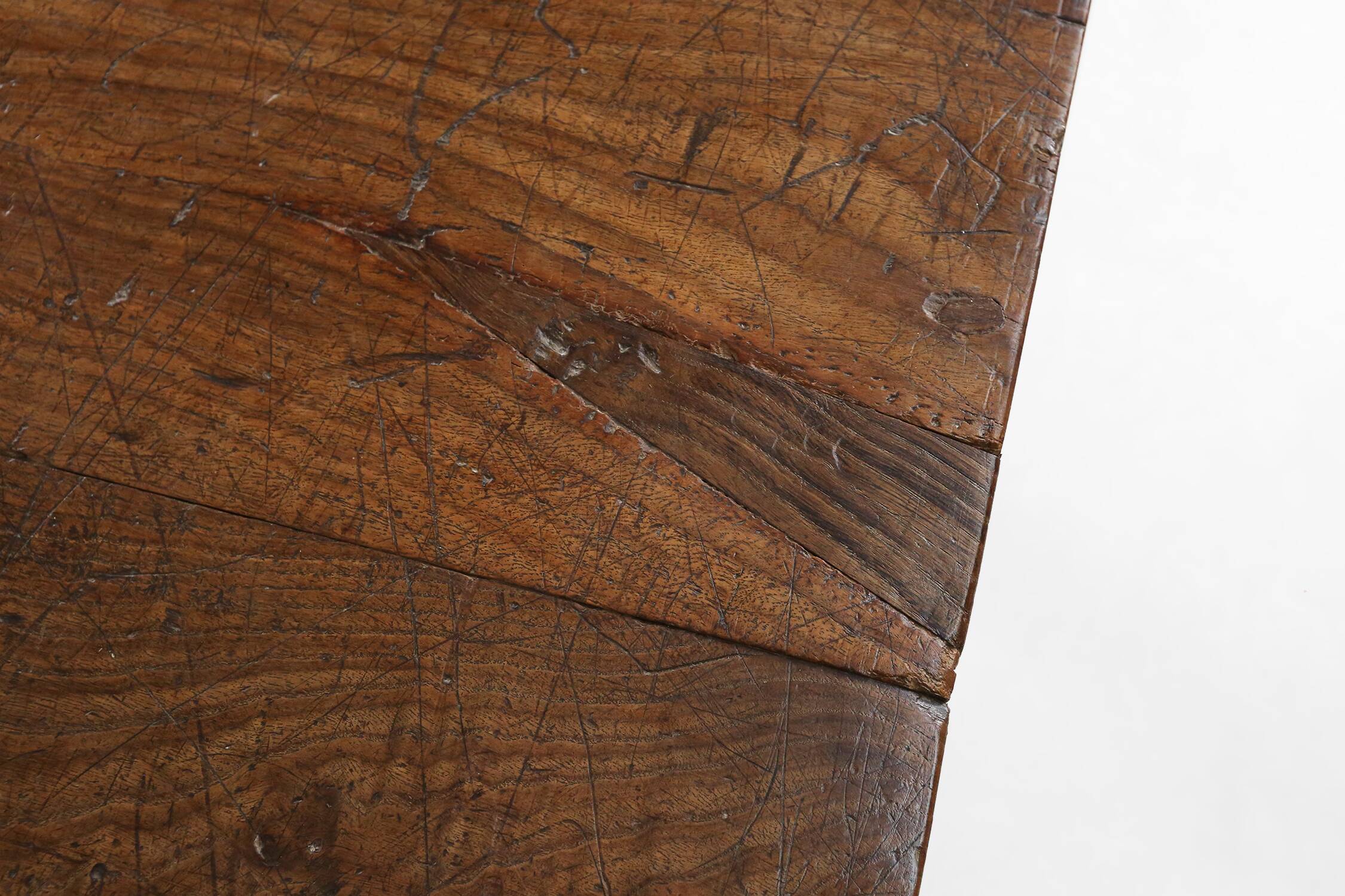 Antique Spanish console table in oak wood, with 2 large drawers from the 18th century.