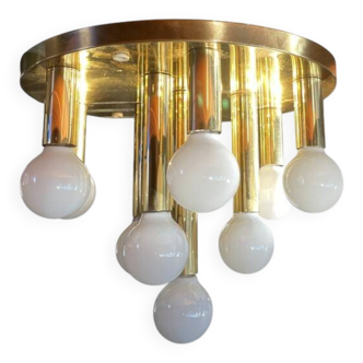 Art Deco-mid-century ceiling light in brass – 10 lights