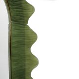 Organic-Shaped Green Italian Mirror Made of Murano Glass and Brass