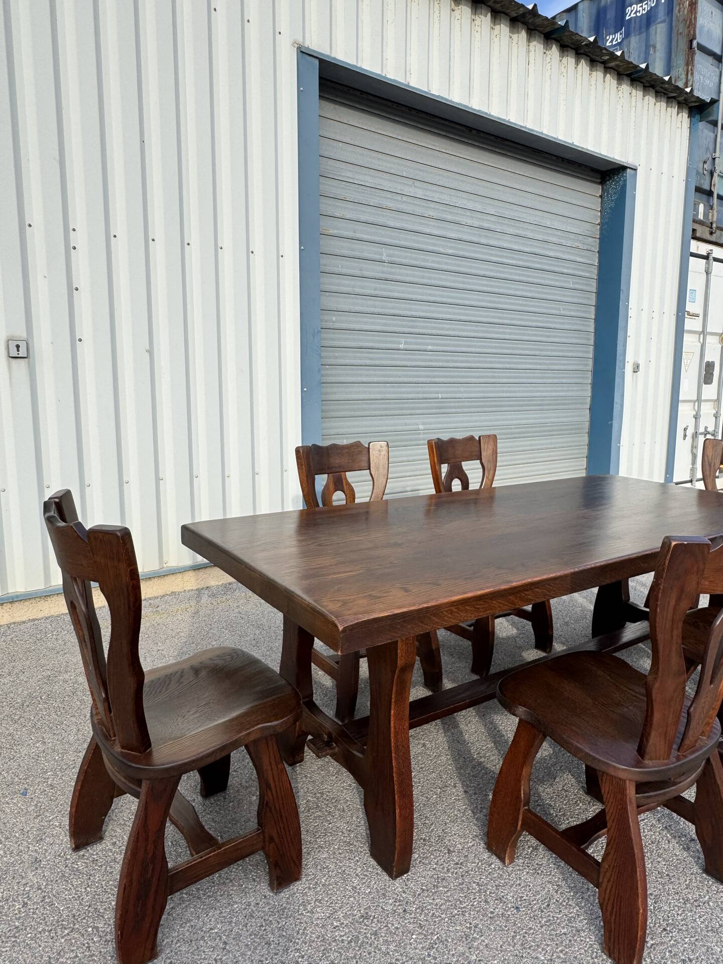 Dining table and 6 chairs by Guillerme and Chambron