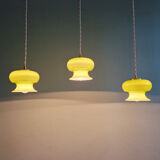 Vintage suspension trio in green opaline, 1960s-70s.