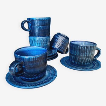 Ensemble de 5 tasses à café en céramique bleue