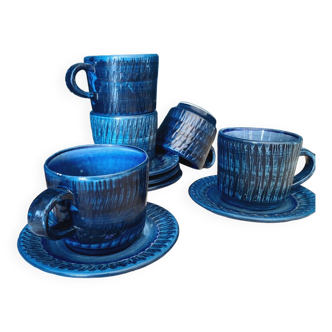 Ensemble de 5 tasses à café en céramique bleue