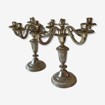 Pair of silver bronze candelabra