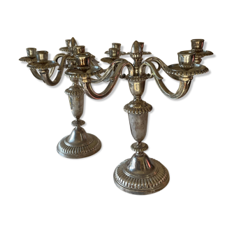 Pair of silver bronze candelabra