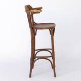 1 Vintage Wooden Irish Pub High Stools with Bentwood Technique 1960s-1970s