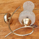 Pair of vintage brass and chiseled glass sconces - 50s