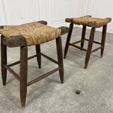 A pair of 1950s straw stools.