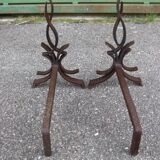 pair of andirons attributed to Raymond Subes, flame model