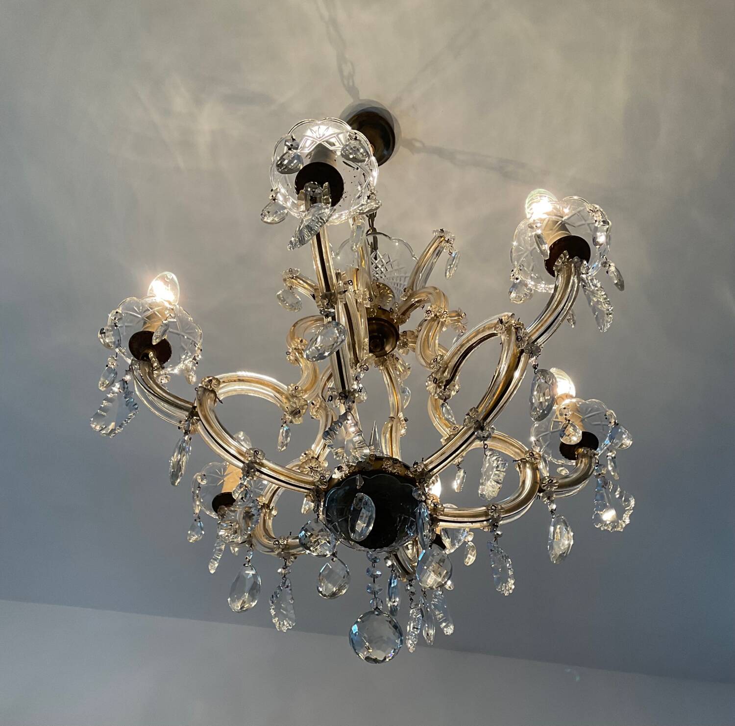 Old Venetian chandelier in crystal and bronze