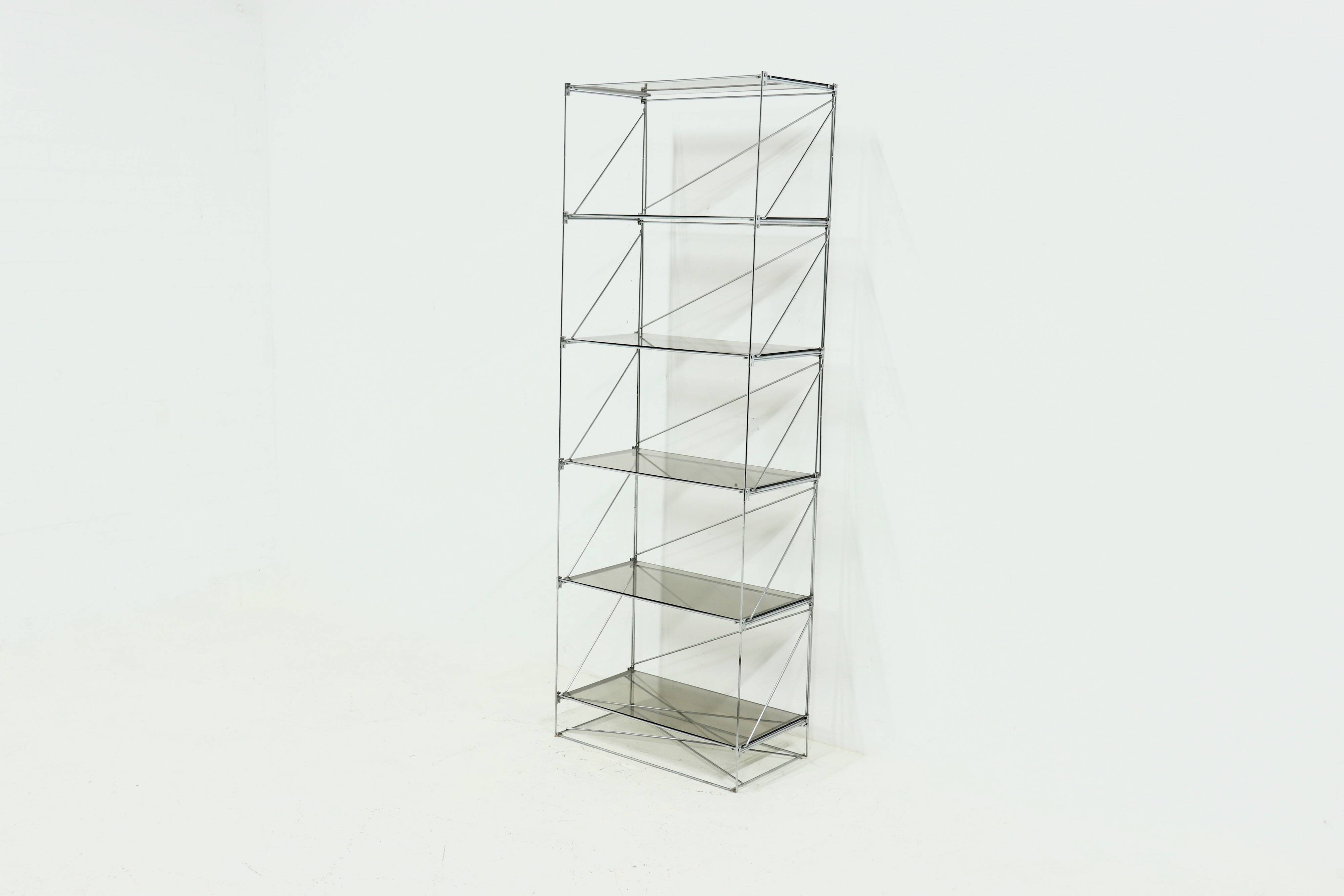 Large Minimalist Bookcase Model Isocele by Max Sauze 1970s