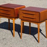 Tables de chevet en teck avec pieds en chêne attribuées à Johannes Andersen, 1964, lot de 2
