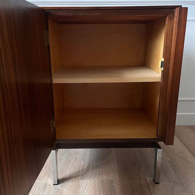 Meuble de rangement teck et chrome