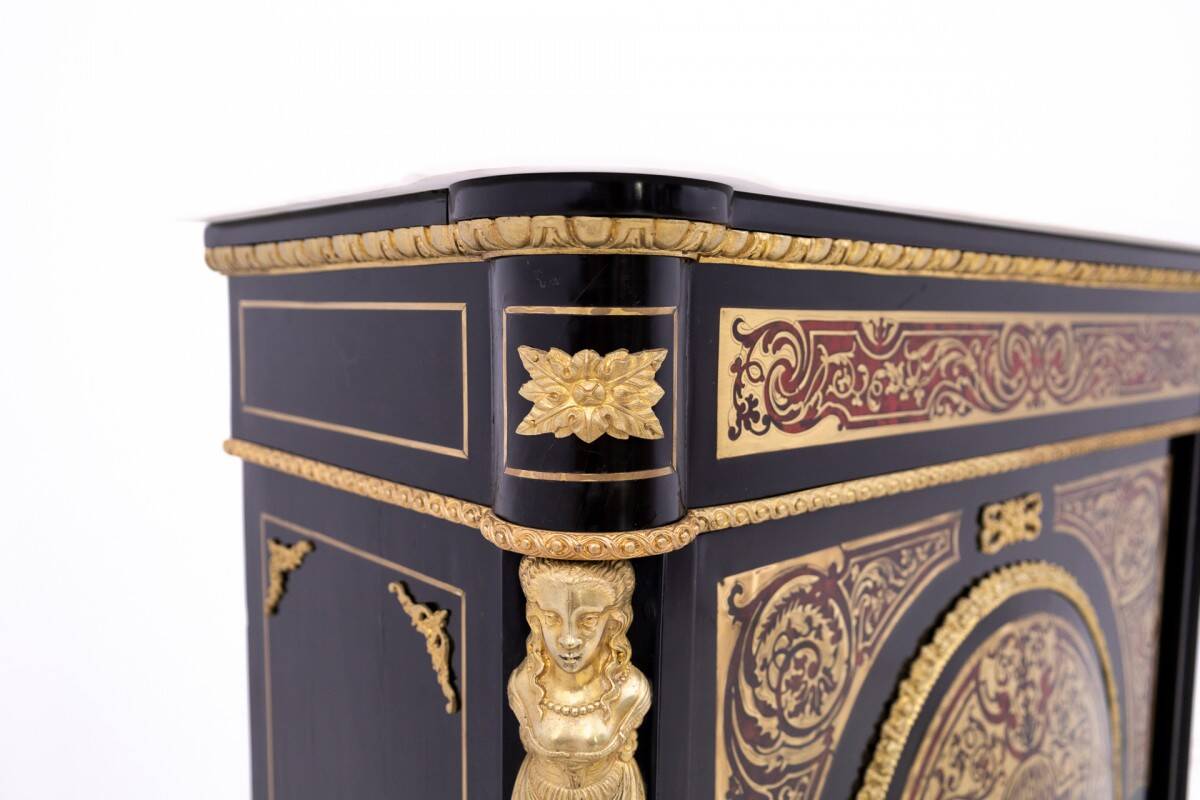 Antique boulle chest of drawers from the mid-19th century, France.