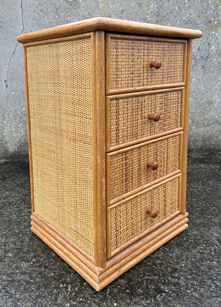 Maugrion weekly planner for Roche Bobois, wood and rattan, 1980s