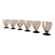 6 petits verres à vin ou à eau art déco rose et pied noir 7 cl