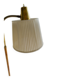 Mid-century brown leather and brass floor lamp, Falkenbergs Belysning, Sweden, 1960s.