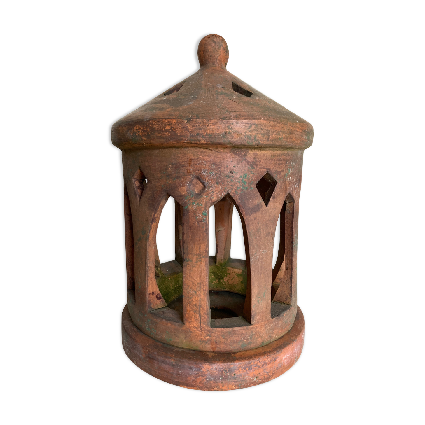 Tuscan lantern garden candle holder in ancient terracotta