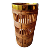 Brass and rattan umbrella stand 1970