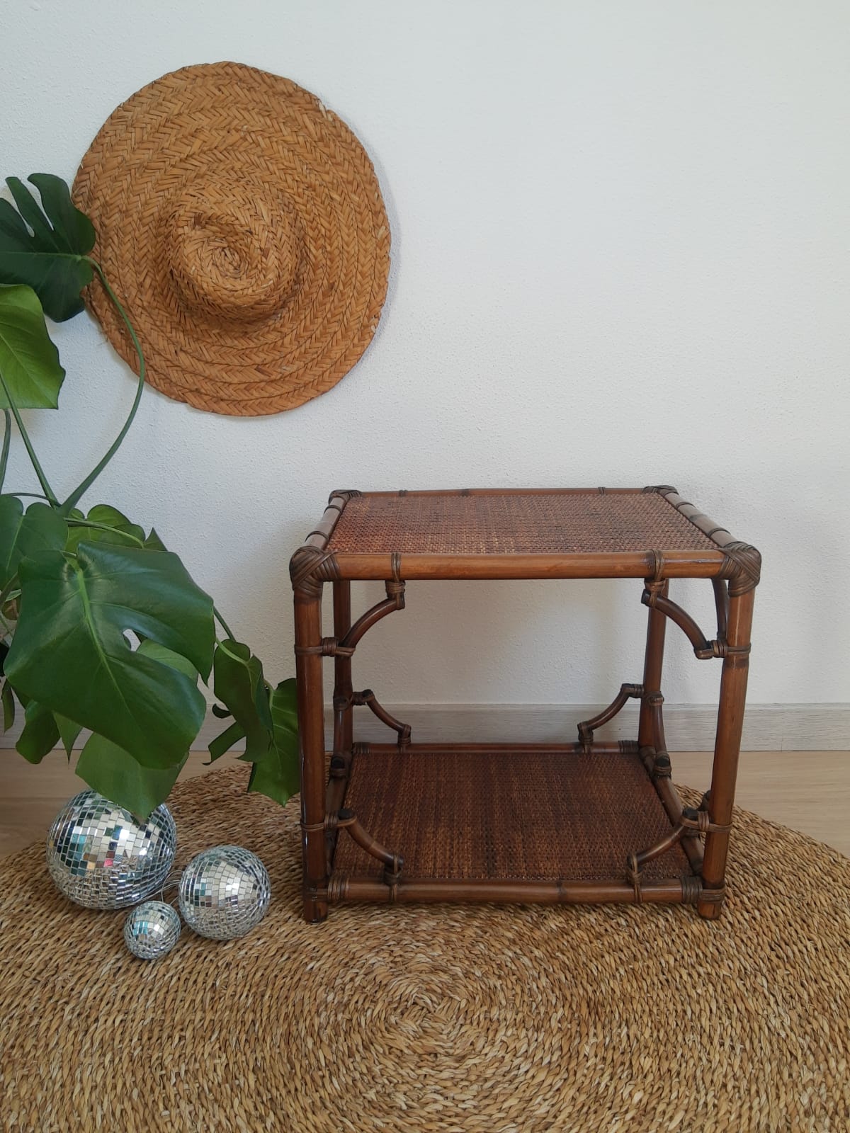 Vintage rattan side table