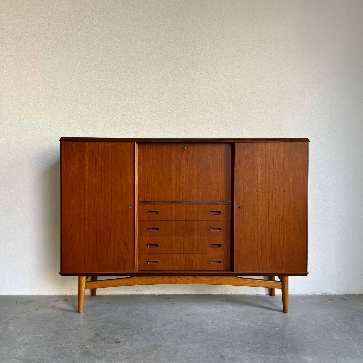 Vintage Danish Highboard teak and oak