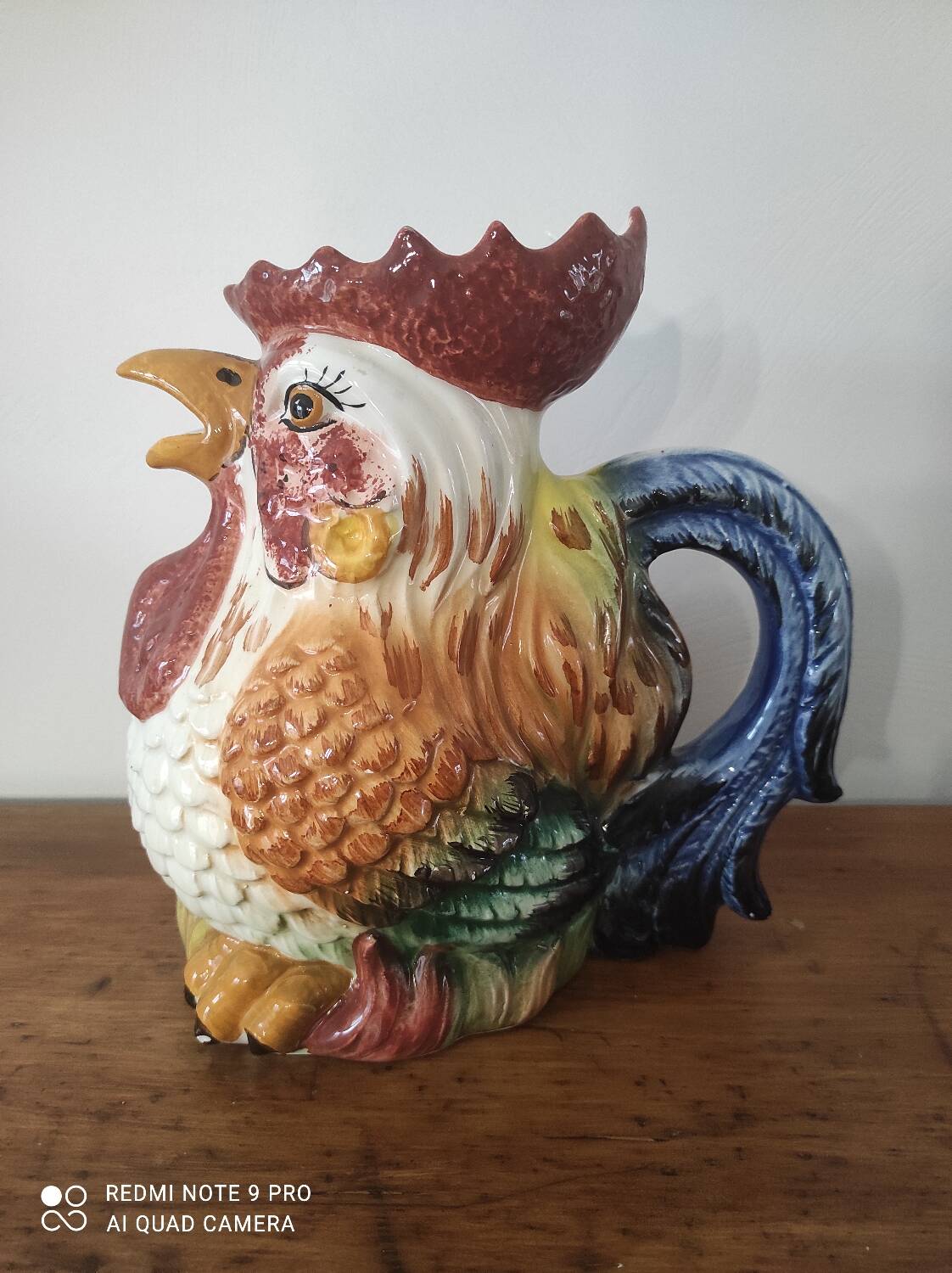 Barbotine Rooster pitcher carafe