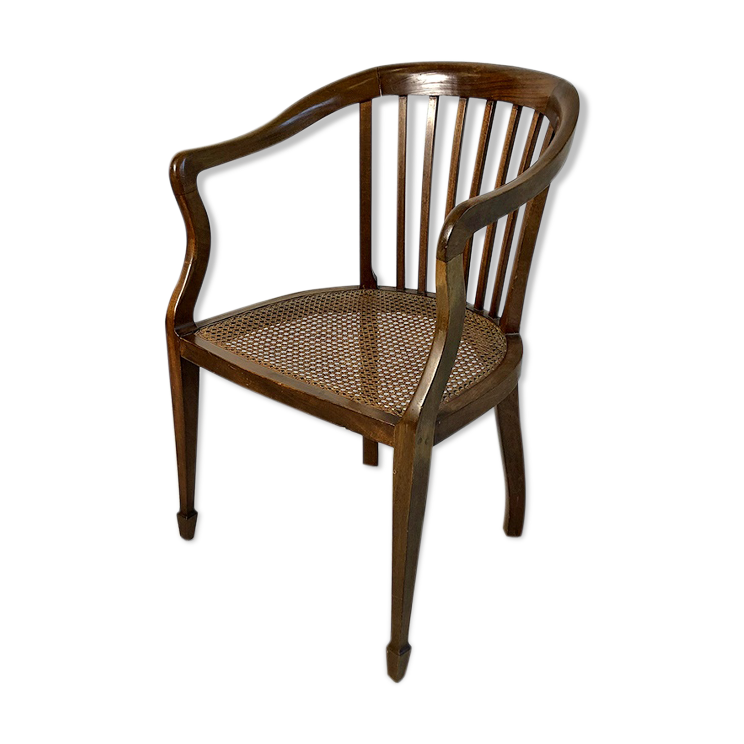 Armchair with gondola backrest and mahogany cane seat 30