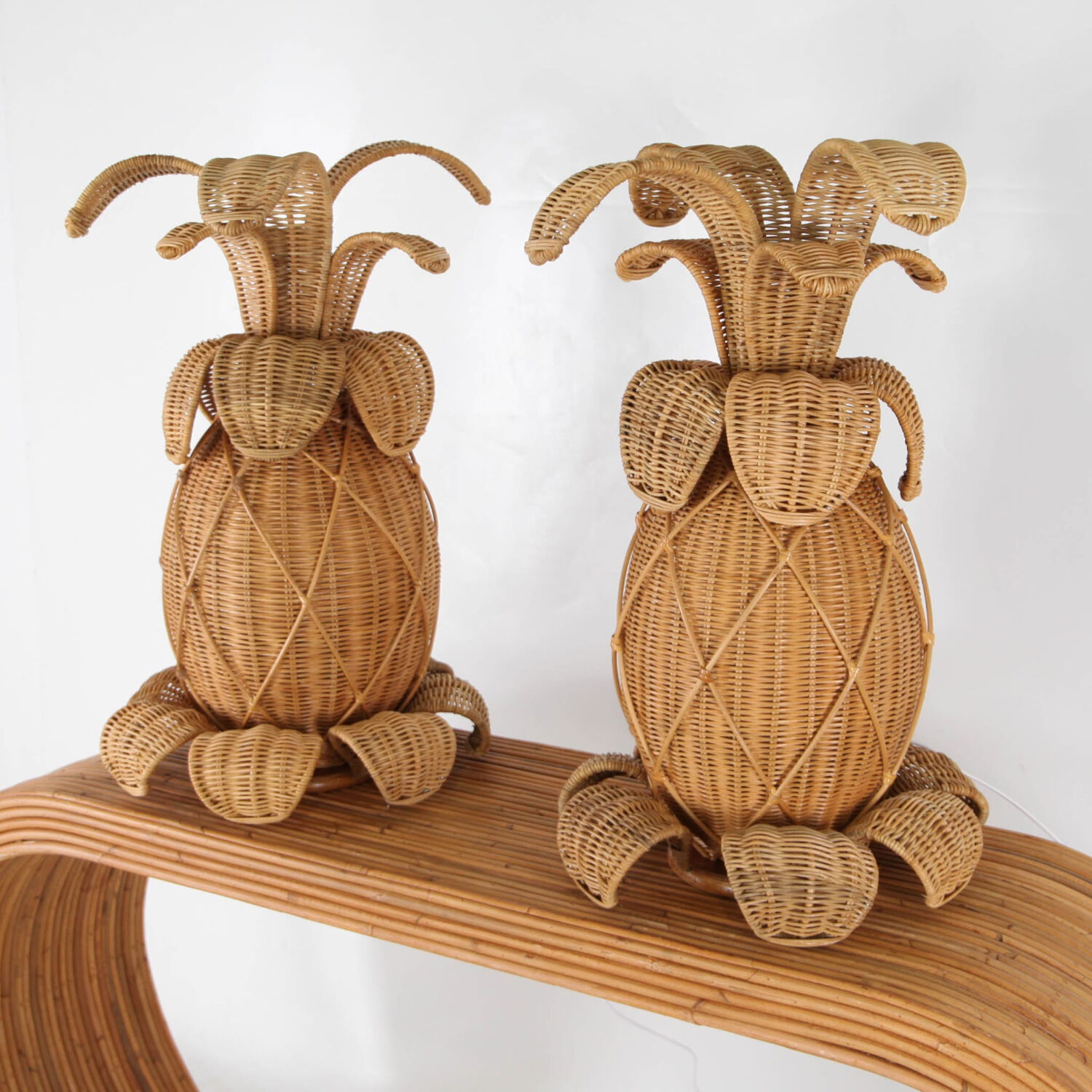 "Rattan 'pineapple' lamps"