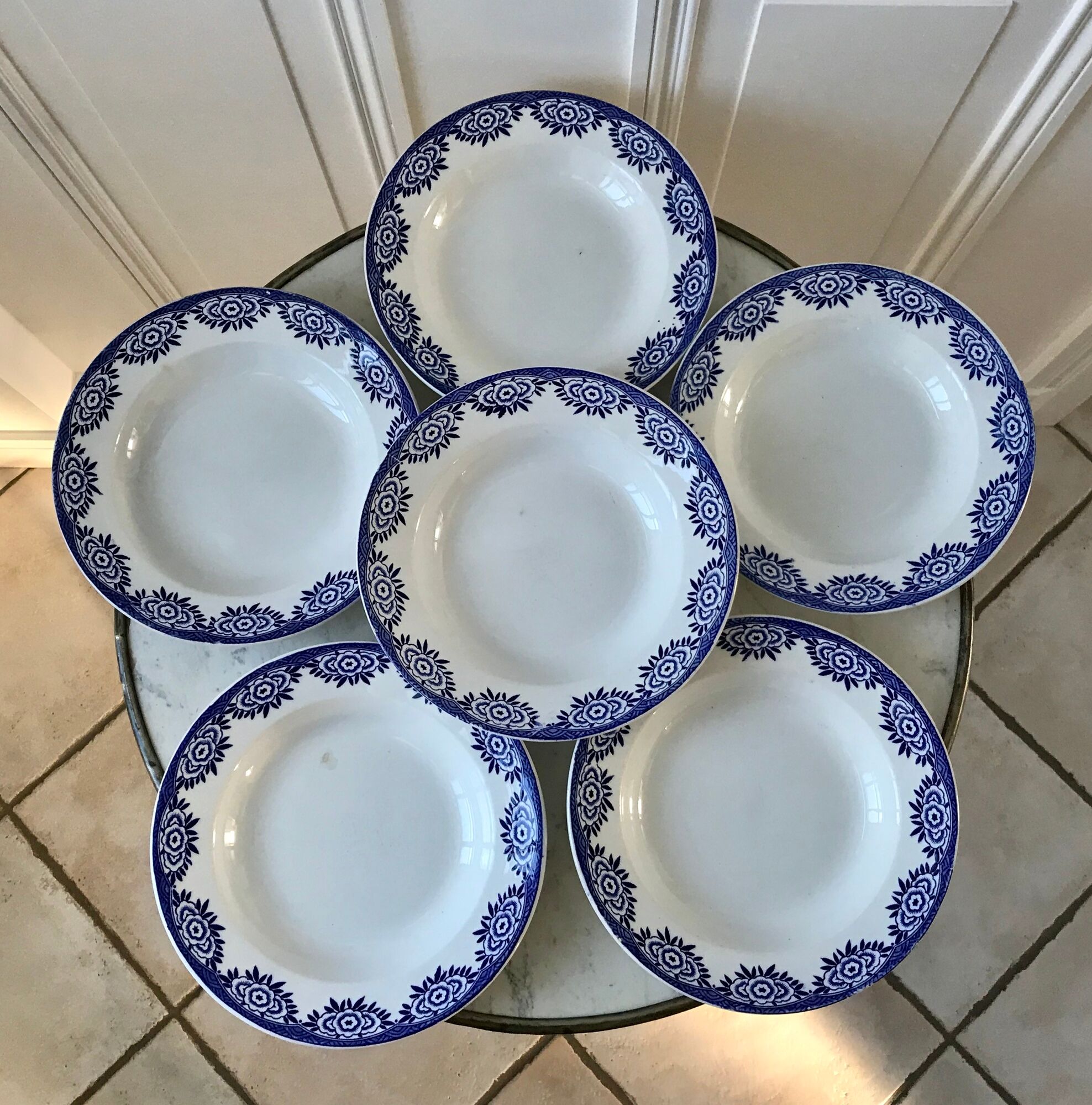 Set of 6 hollow plates Digoin Sarreguemines model Capri Casino 50s